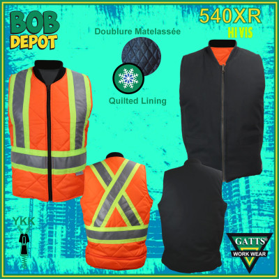 Veste Sans Manches Doublée Réversible - Noir & Orange/Hi-Viz