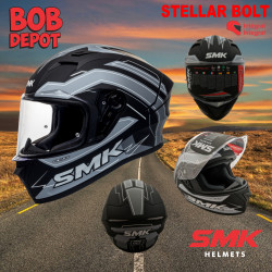 Casque de Moto Intégral STELLAR BOLT - Noir Mat/Gris/Blanc