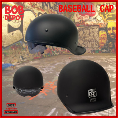 Demi-casque de Moto BASEBALL CAP avec Pare-Soleil - Noir Mat