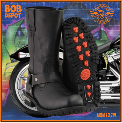 Botte de Moto en Cuir et Fermeture Éclair