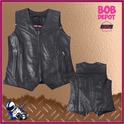 Veste Sans Manches en Cuir Coupe Classique