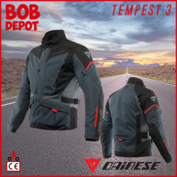 Manteau de Moto TEMPEST 3 D-DRY® - Ébène/Noir/Rouge Lave