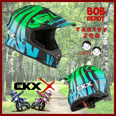 Casque Hors-Route TX019Y ZOO - Bleu/Vert Brillant