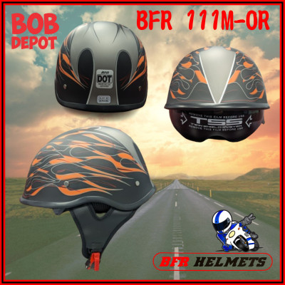 Demi-casque Moto ORANGE MATTE FLAME avec Pare Soleil