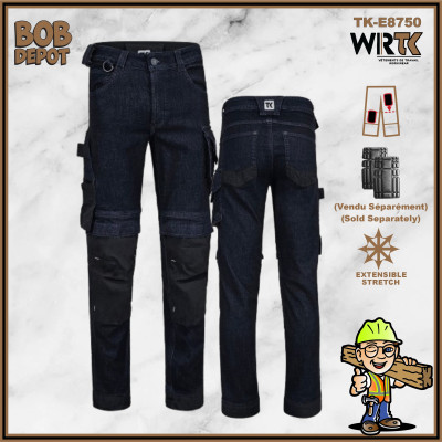 Jeans de Travail Extensible avec Poches pour Genouillères
