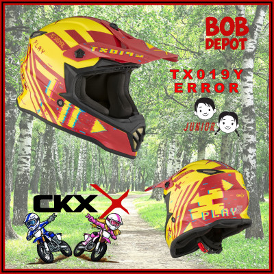 Casque Hors-Route TX019Y ERROR - Bleu/Vert Brillant