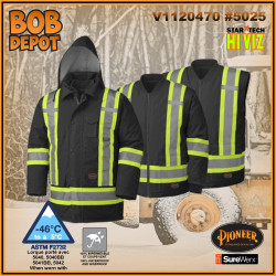 Manteau de Sécurité Imperméable Doublée 7-in-1 - Noir/Hi-Viz