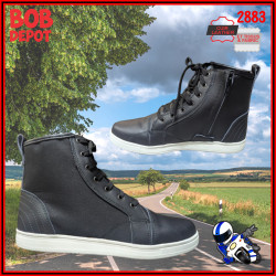 Bottes/Baskets de Moto en Cuir & Tissus - Noir