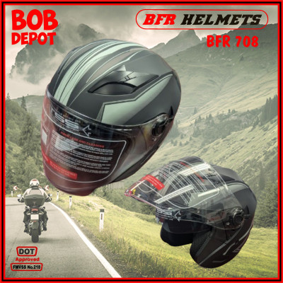 Casque de Moto Visage Ouvert - Noir Mat/Gris Mat