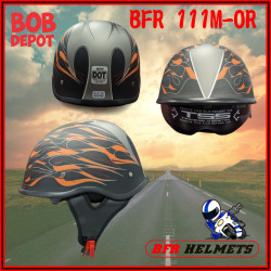 Demi-casque Moto ORANGE MATTE FLAME avec Pare Soleil