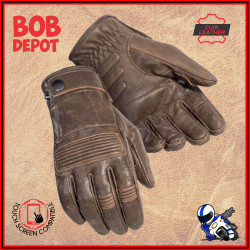Gants Moto Vintage en Cuir Brun avec Protection