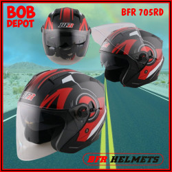 Casques de Moto Visage Ouvert - Noir/Rouge