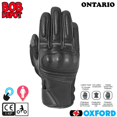 Gants de Moto ONTARIO - Noir