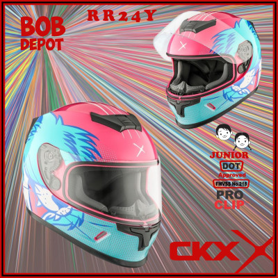 Casque de Moto Intégral RR24Y CAT Junior - Bleu/Rose