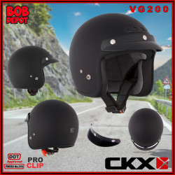 Casque de Moto Ouvert VG200 Solid - Noir Mat