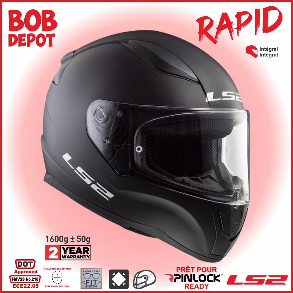 Casque de Moto Intégral RAPID Solid - Noir Mat