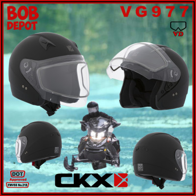 Casque de Motoneige Ouvert VG977 Solid VD - Noir Mat
