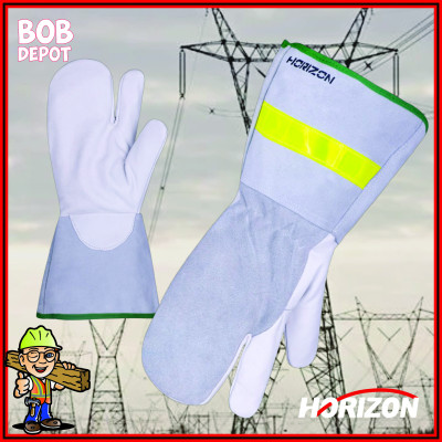 Mitaines de Monteur en Cuir de Buffle 3 Doigts - HiViz