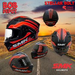 Casque de Moto Intégral STELLAR BOLT - Noir Mat/Rouge/Blanc