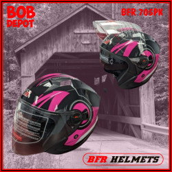 Casques de Moto Visage Ouvert - Noir/Rose