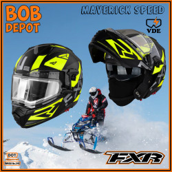 Casque Motoneige Modulaire MAVERICK SPEED VDE - Noir/Hi-Viz