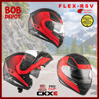 Casque de Moto Modulaire FLEX RSV TEMPO - Rouge Mat