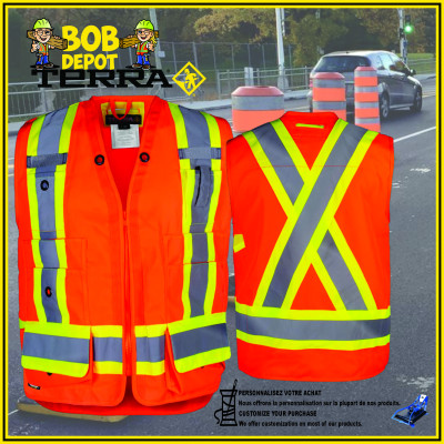 Vestes Sans Manches D'Arpenteur avec Fermeture Éclair- HiViz