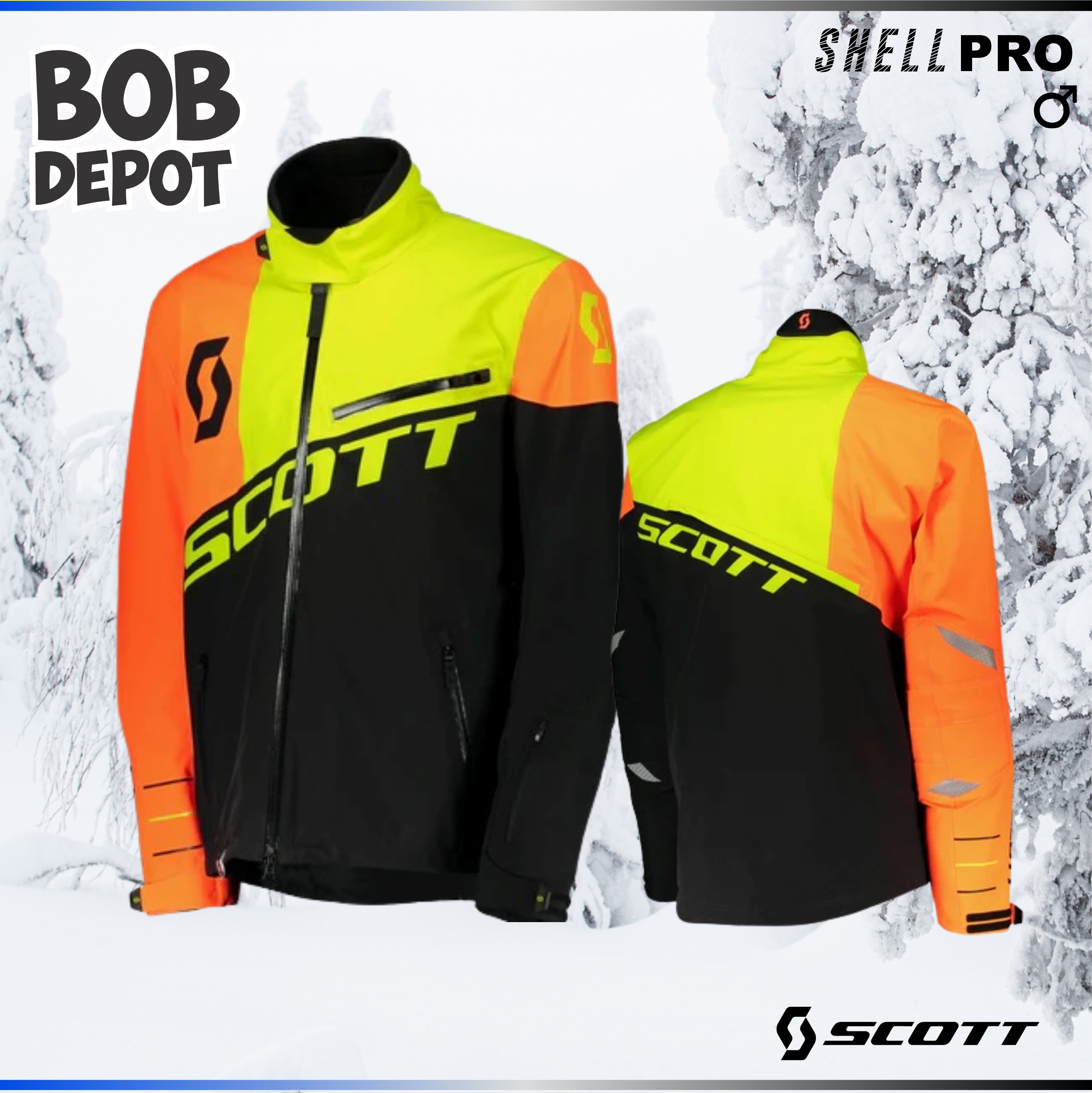 Manteau de Motoneige SHELL PRO - Noir/Jaune néon