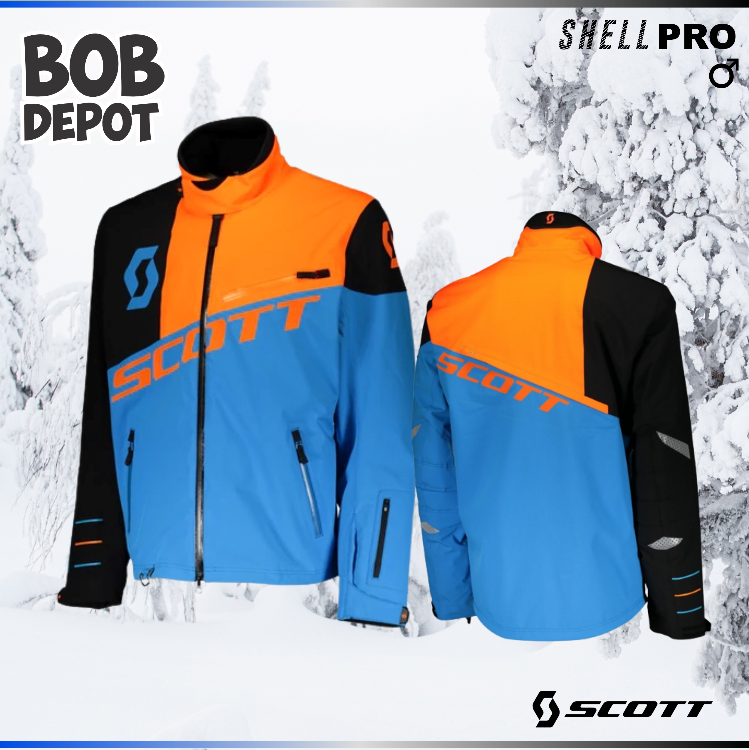 Manteau de Motoneige SHELL PRO - Bleu/Orange Fluo