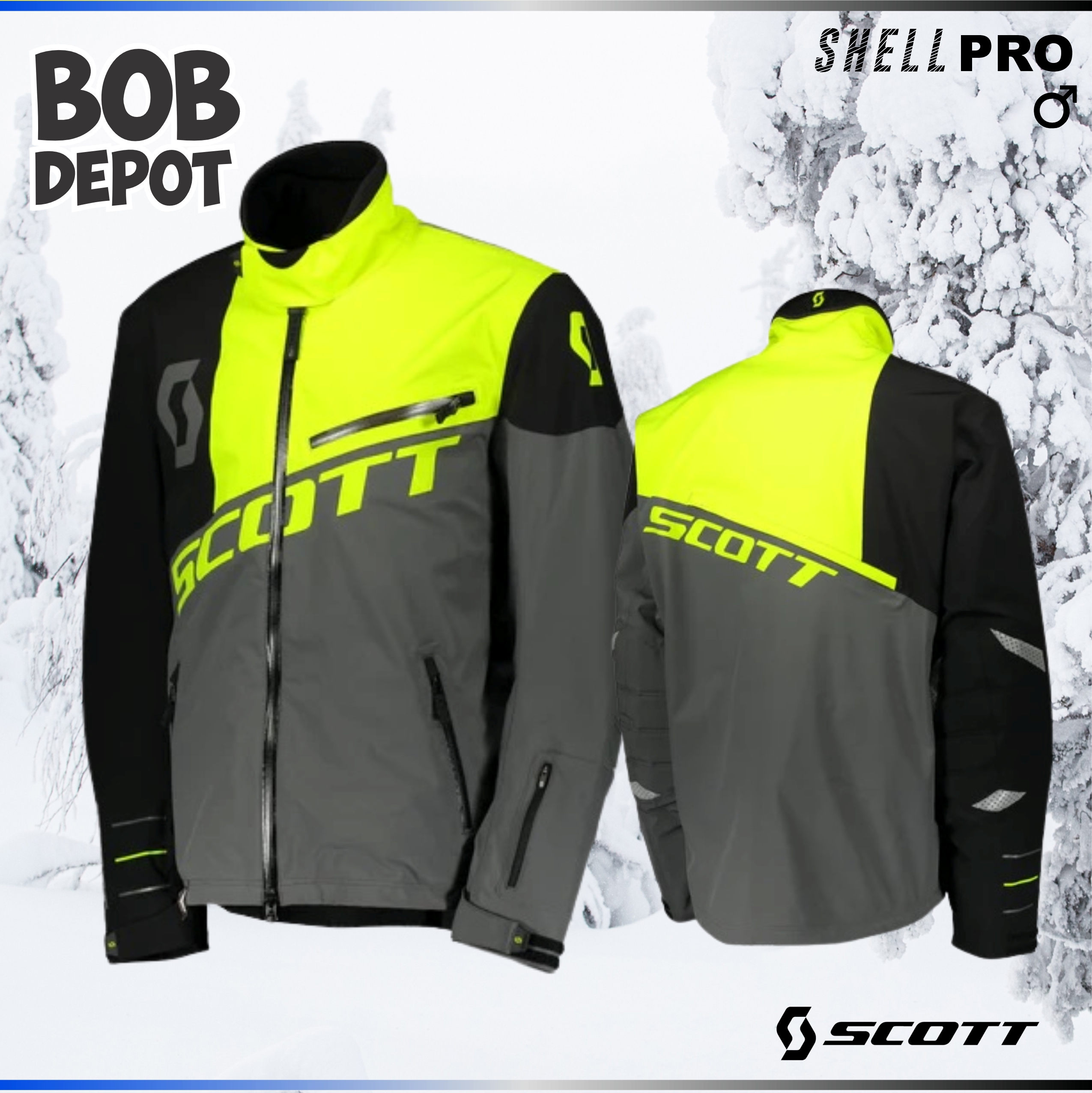 Manteau de Motoneige SHELL PRO - Gris/Jaune Fluo