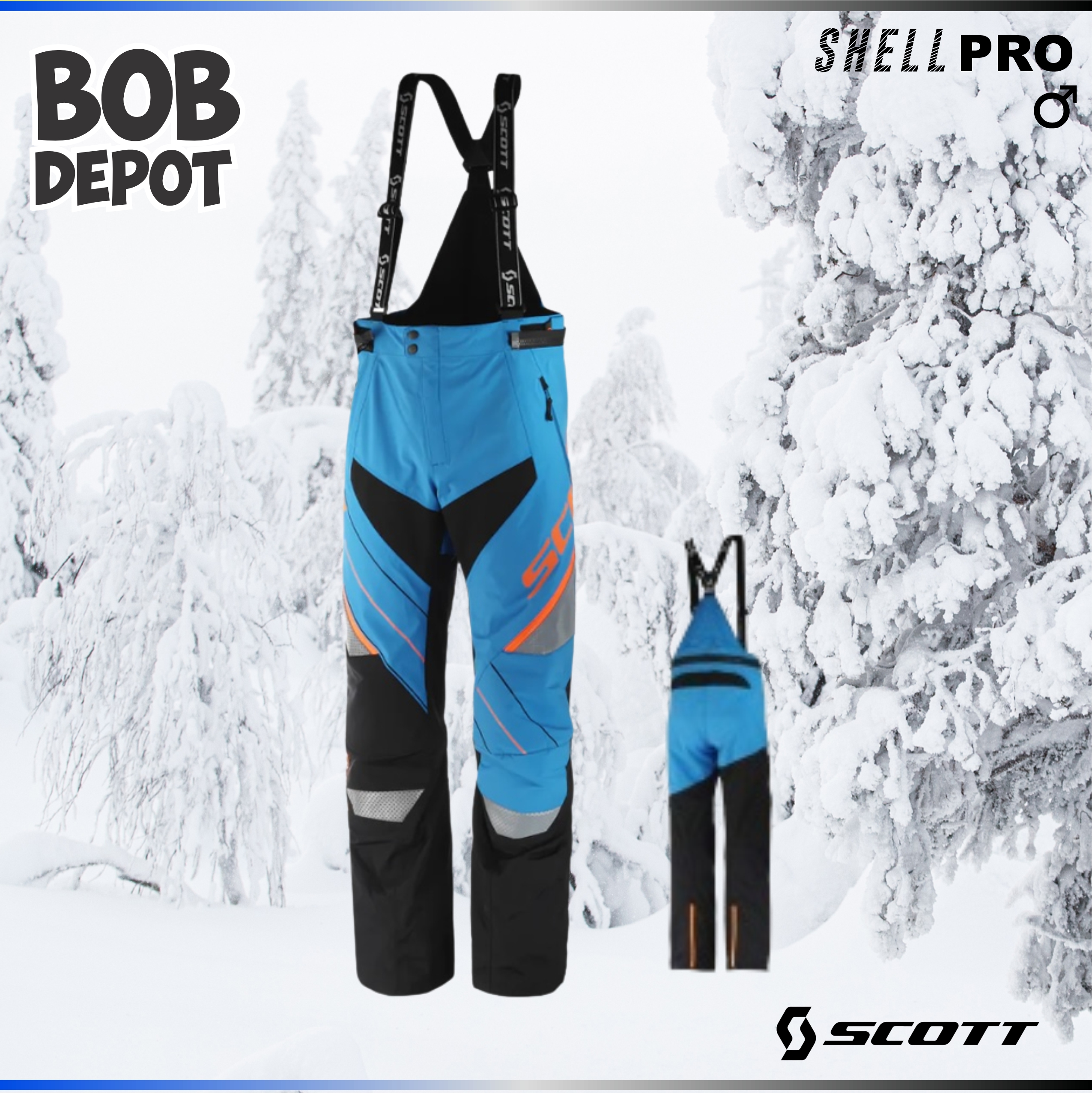 Pantalon de Motoneige SHELL PRO - Bleu/Orange Fluo