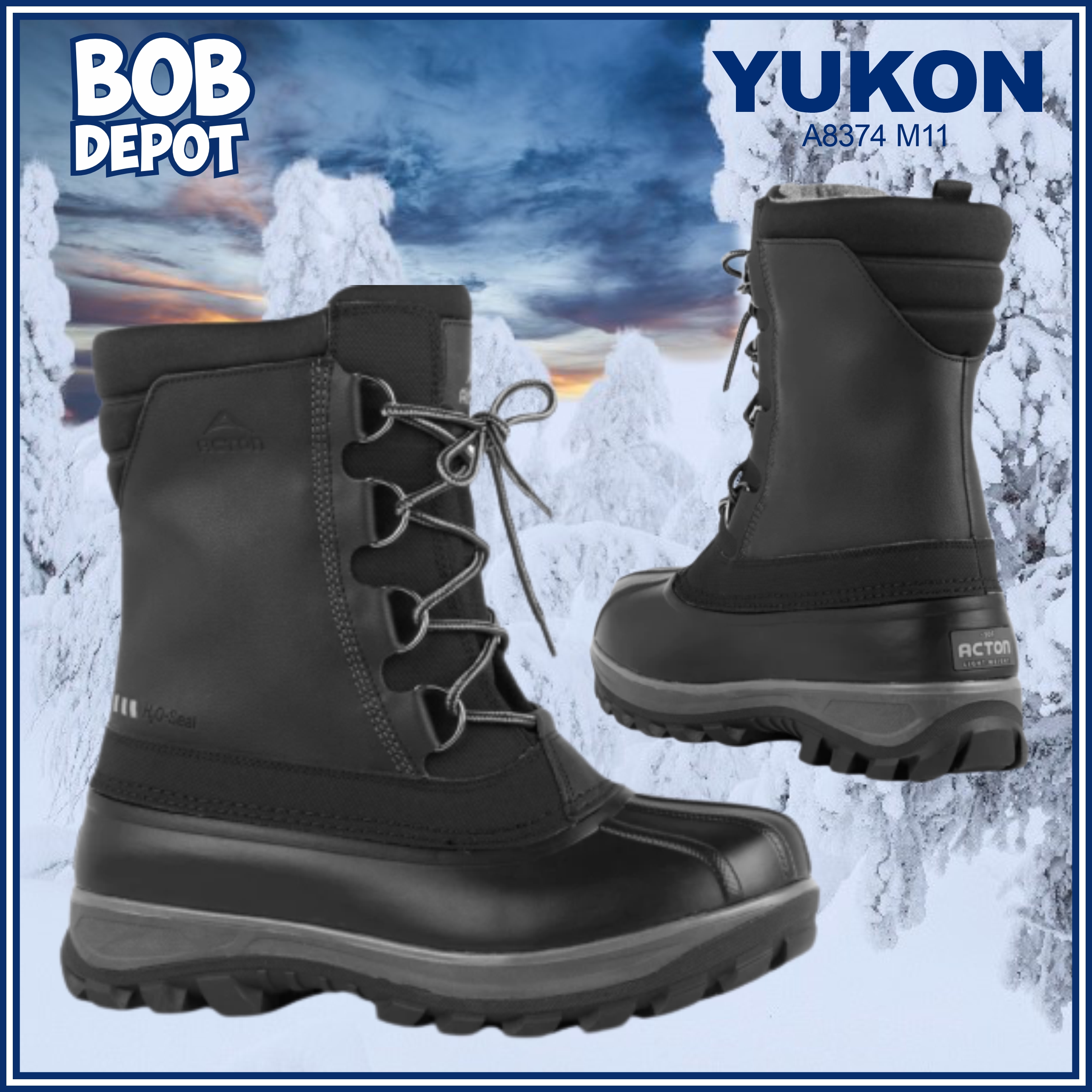 Bottes Hiver YUKON avec Feutre Amovible - Noir